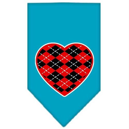 UNCONDITIONAL LOVE Argyle Heart Red Screen Print Bandana Turquoise Small UN786104